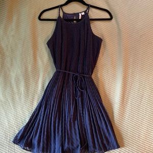 ELLE Navy Blue Spaghetti Strap Dress with Tie At Waist